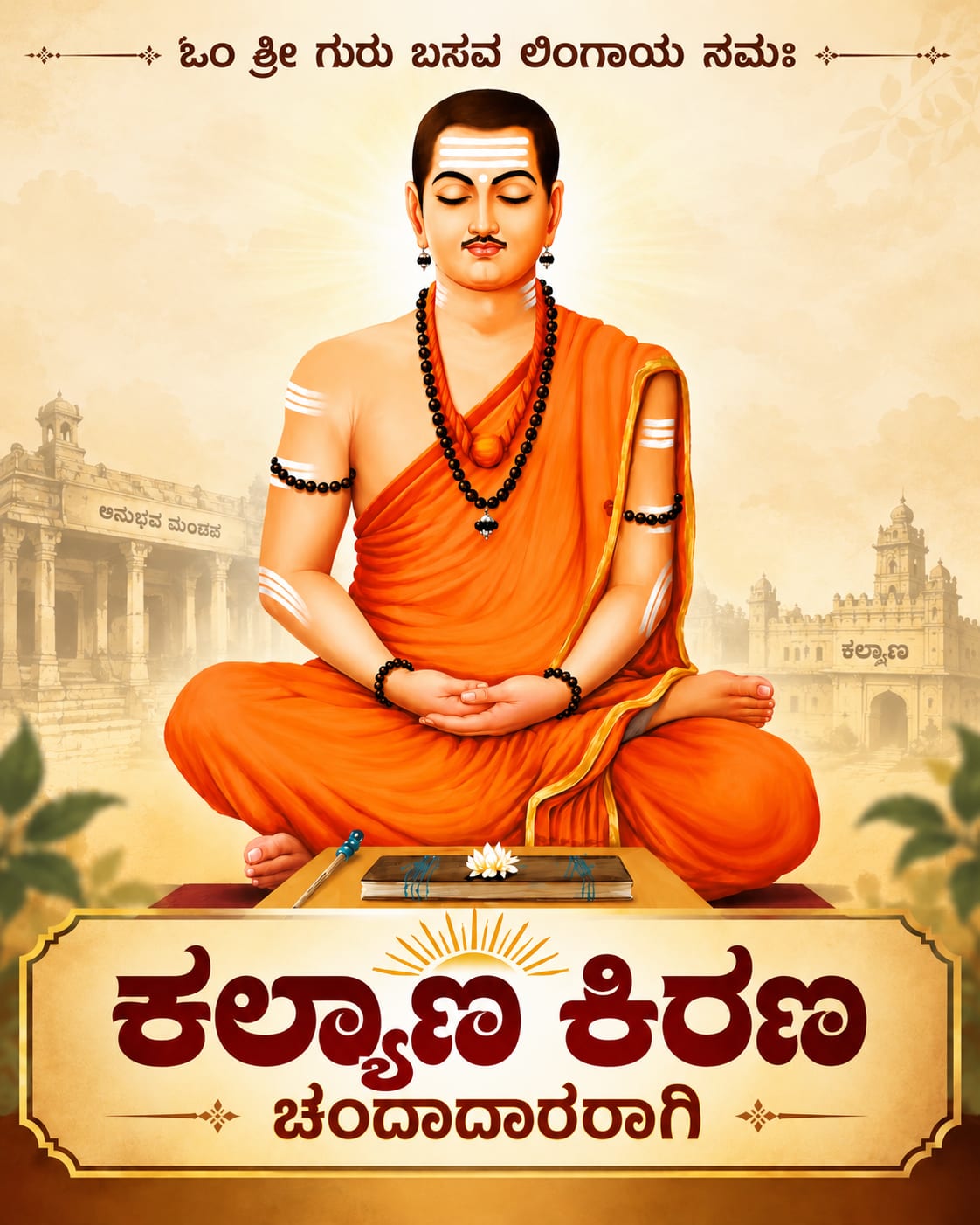 ಕಲ್ಯಾಣ ಕಿರಣ ಚಂದಾದಾರಿಕೆಯ ಬ್ಯಾನರ್ — ಧ್ಯಾನಸ್ಥ ಬಸವಣ್ಣನವರ ಚಿತ್ರ